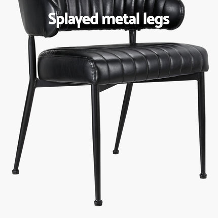 Artiss Dining Chairs Set of 2 Leather Hollow Armchair Black.