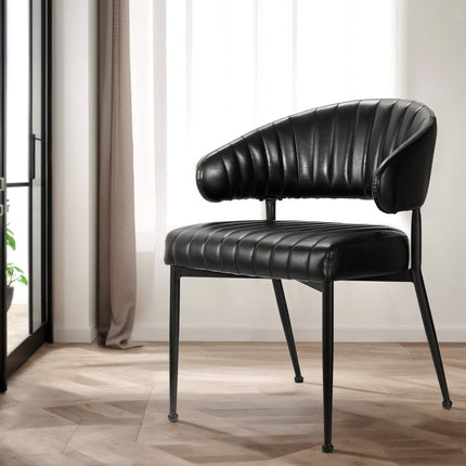 Artiss Dining Chairs Set of 2 Leather Hollow Armchair Black.