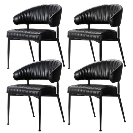 Artiss Dining Chairs Set of 4 Leather Hollow Armchair Black.