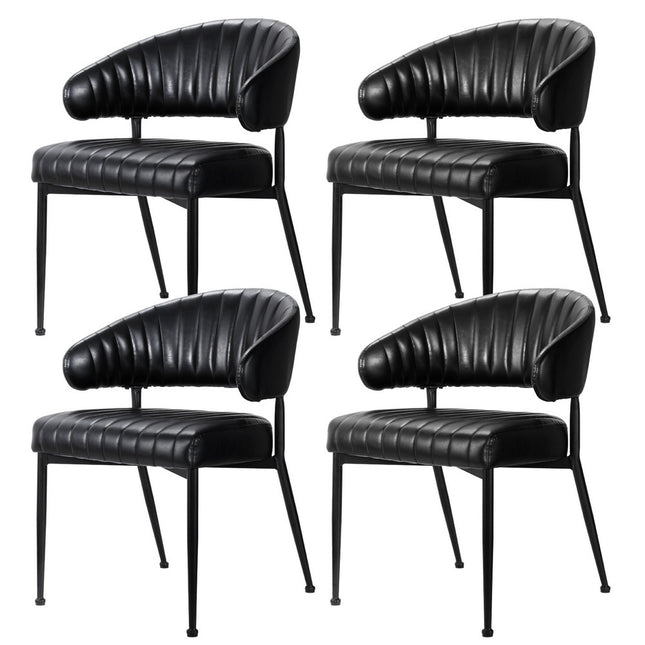 Artiss Dining Chairs Set of 4 Leather Hollow Armchair Black.