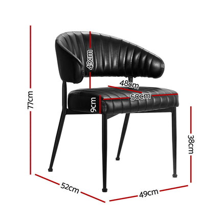 Artiss Dining Chairs Set of 4 Leather Hollow Armchair Black.