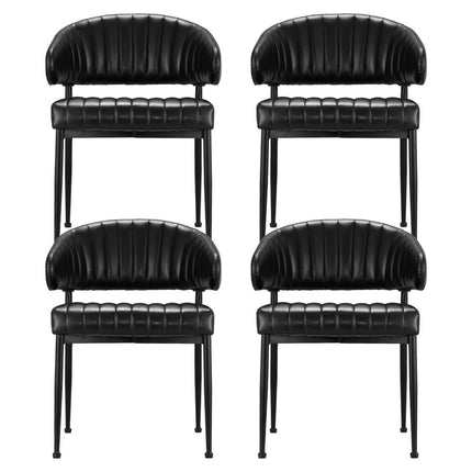 Artiss Dining Chairs Set of 4 Leather Hollow Armchair Black.