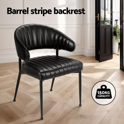Artiss Dining Chairs Set of 4 Leather Hollow Armchair Black.