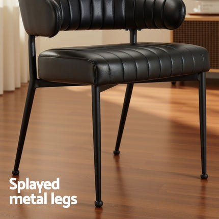 Artiss Dining Chairs Set of 4 Leather Hollow Armchair Black.