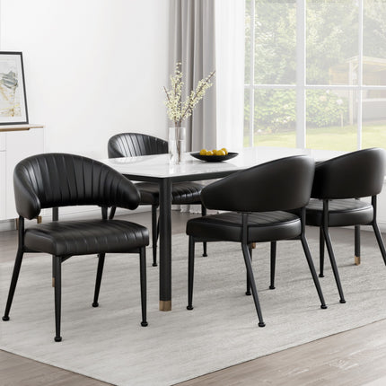 Artiss Dining Chairs Set of 4 Leather Hollow Armchair Black.