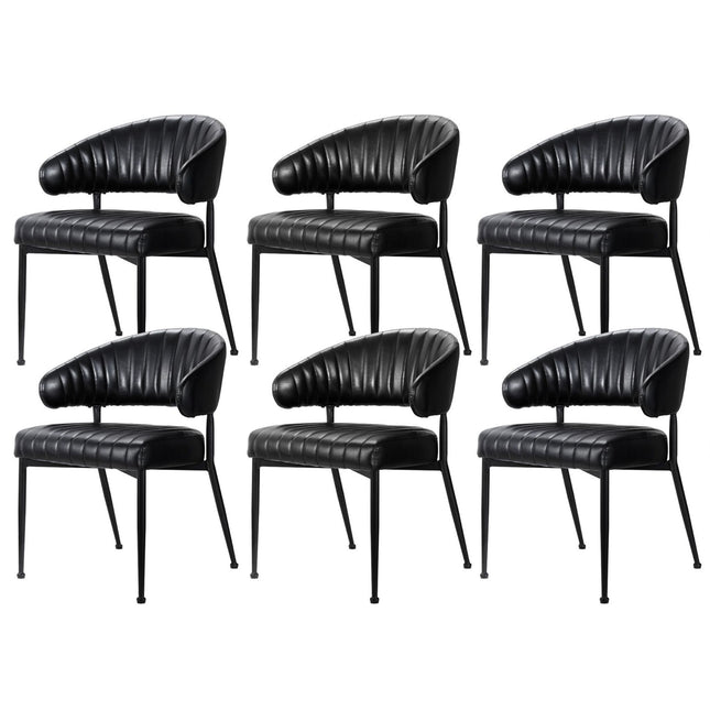 Artiss Dining Chairs Set of 6 Leather Hollow Armchair Black