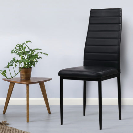 Artiss Dining Chairs Set of 4 Leather Channel Tufted Black.