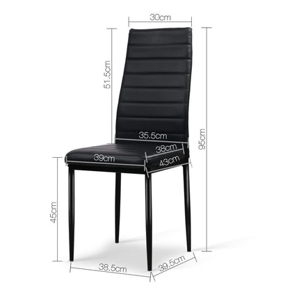 Artiss Dining Chairs Set of 4 Leather Channel Tufted Black.