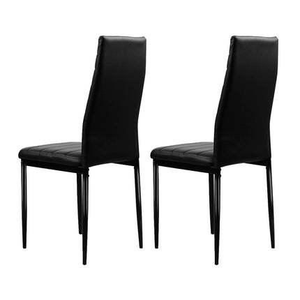 Artiss Dining Chairs Set of 4 Leather Channel Tufted Black.