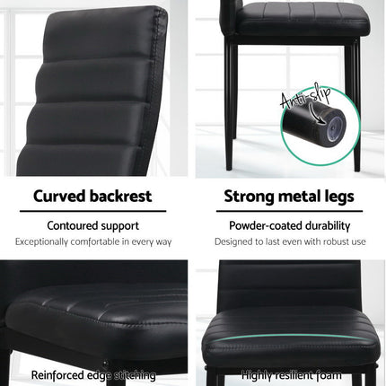 Artiss Dining Chairs Set of 4 Leather Channel Tufted Black.