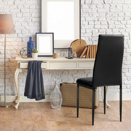 Artiss Dining Chairs Set of 4 Leather Channel Tufted Black.