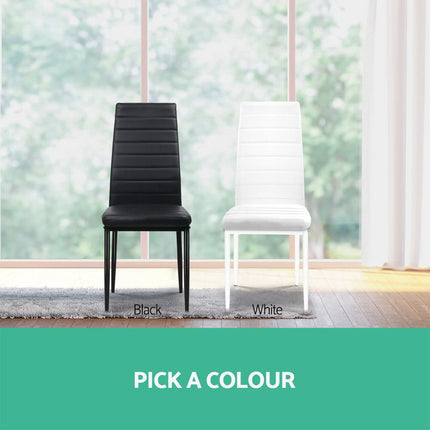 Artiss Dining Chairs Set of 4 Leather Channel Tufted Black.