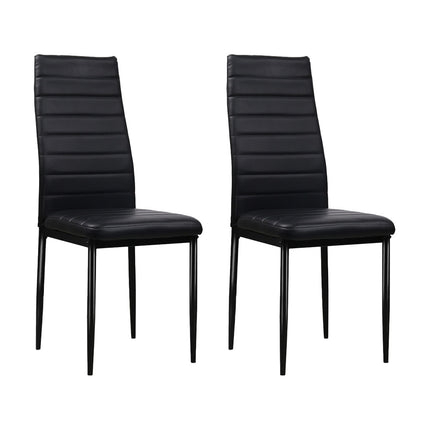 Artiss Dining Chairs Set of 4 Leather Channel Tufted Black.