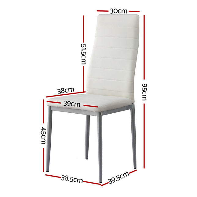 Artiss Dining Chairs Set of 4 Leather Channel Tufted White.