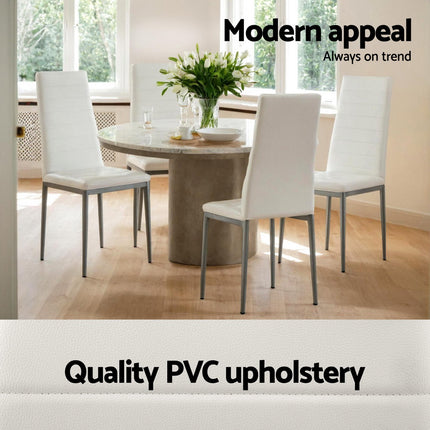 Artiss Dining Chairs Set of 4 Leather Channel Tufted White.