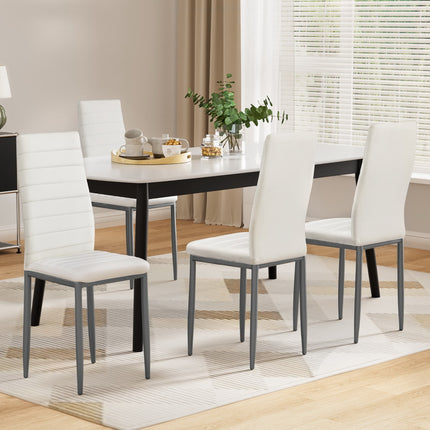 Artiss Dining Chairs Set of 4 Leather Channel Tufted White.