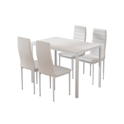 Artiss Dining Chairs and Table Dining Set 4 Chair Set Of 5 White.