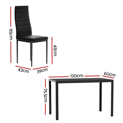 Artiss Dining Chairs and Table Dining Set 6 Chair Set Of 7 Black.