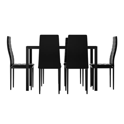 Artiss Dining Chairs and Table Dining Set 6 Chair Set Of 7 Black.