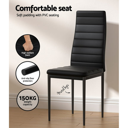 Artiss Dining Chairs and Table Dining Set 6 Chair Set Of 7 Black.