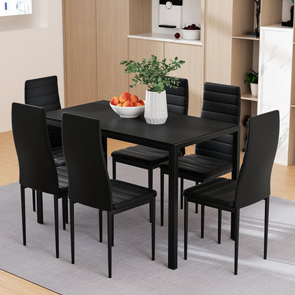 Artiss Dining Chairs and Table Dining Set 6 Chair Set Of 7 Black.