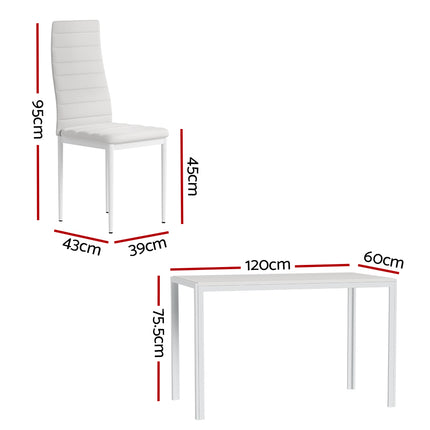 Artiss Dining Chairs and Table Dining Set 6 Chair Set Of 7 White.