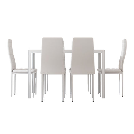 Artiss Dining Chairs and Table Dining Set 6 Chair Set Of 7 White.