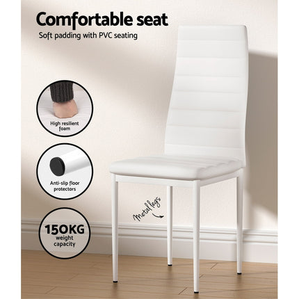 Artiss Dining Chairs and Table Dining Set 6 Chair Set Of 7 White.