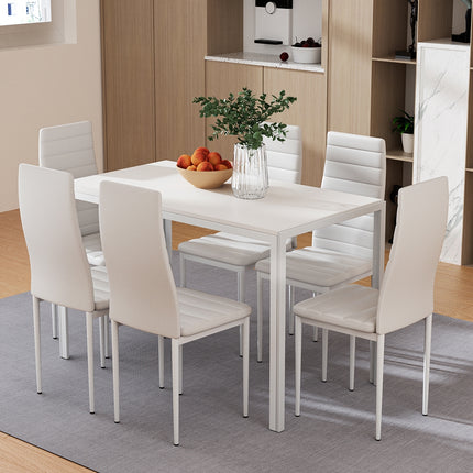 Artiss Dining Chairs and Table Dining Set 6 Chair Set Of 7 White.
