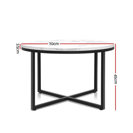 Artiss Coffee Table Round 70CM Marbel Effect.
