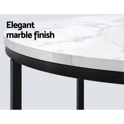 Artiss Coffee Table Round 70CM Marbel Effect.