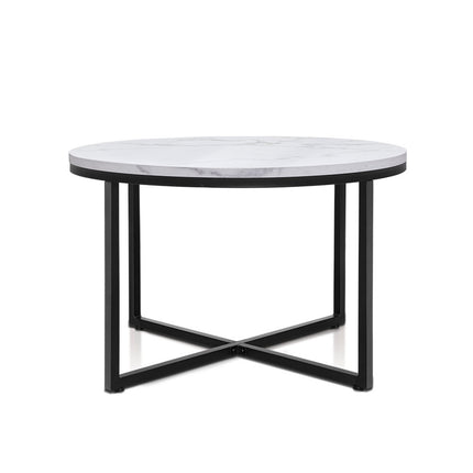 Artiss Coffee Table Round 70CM Marbel Effect.