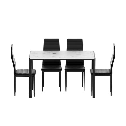 1 Artiss Dining Table and 4 Chairs Set Marble Effect.