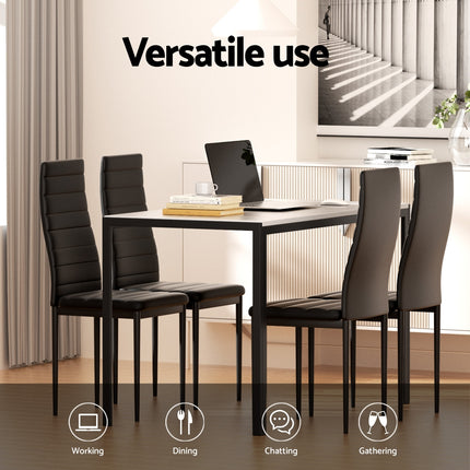 1 Artiss Dining Table and 4 Chairs Set Marble Effect.