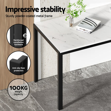 1 Artiss Dining Table and 4 Chairs Set Marble Effect.