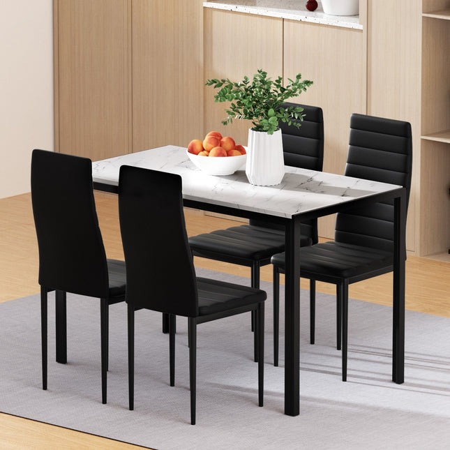 1 Artiss Dining Table and 4 Chairs Set Marble Effect.