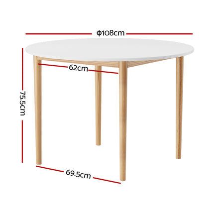 Artiss Dining Table Round White 108CM Diameter Demi.