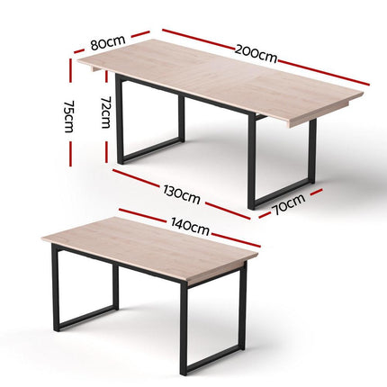 Artiss 2M Extendable Dining Table Kitchen Cafe Lounge Restaurant Tables Natural.