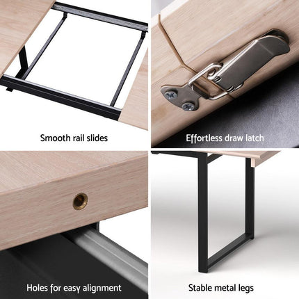 Artiss 2M Extendable Dining Table Kitchen Cafe Lounge Restaurant Tables Natural.