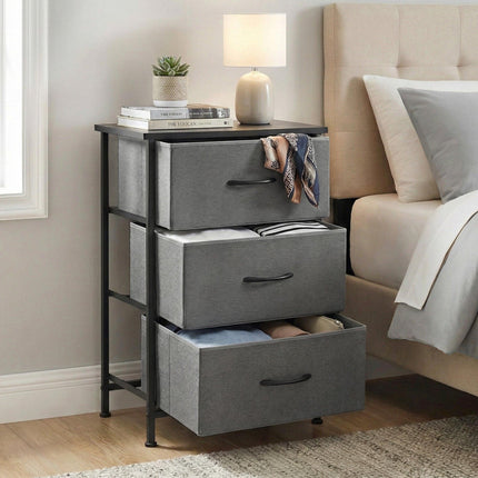 Artiss Chest of 3 Drawers Storage Dresser Tallboy Grey.