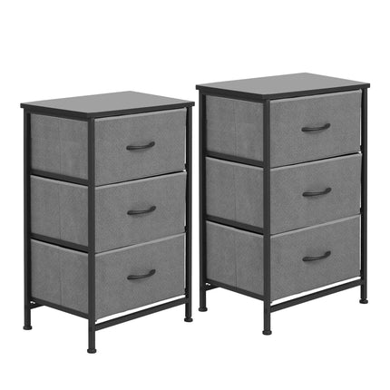 Artiss Set of 2 Chest of 3 Drawers Storage Dresser Tallboy Grey.