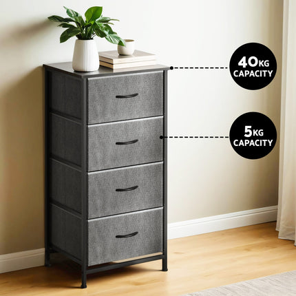Artiss Chest of 4 Drawers Storage Dresser Tallboy Grey.