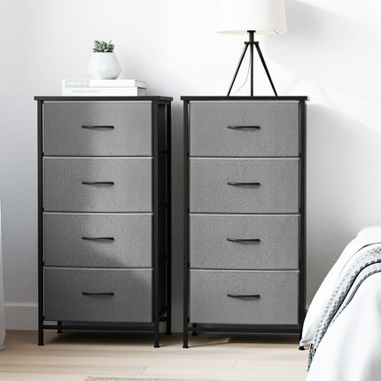 Artiss Set of 2 Chest of 4 Drawers Storage Dresser Tallboy Grey.