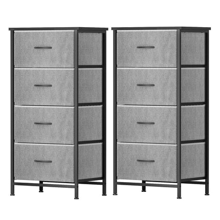 Artiss Set of 2 Chest of 4 Drawers Storage Dresser Tallboy Grey.