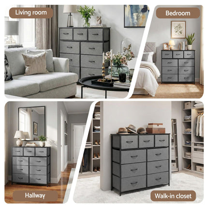 Artiss Chest of 9 Drawers Storage Dresser Tallboy Dark Grey.