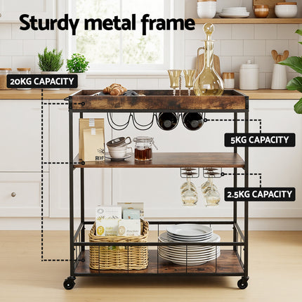 Artiss Kitchen Island Rolling Serving Cart.