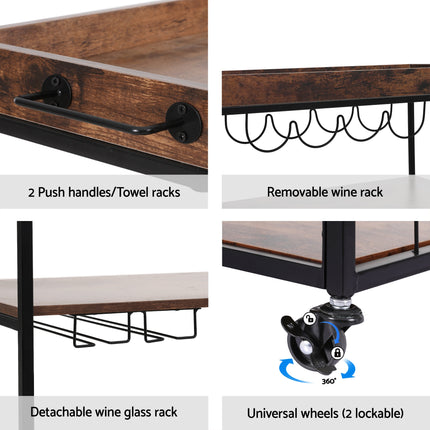 Artiss Kitchen Island Rolling Serving Cart.