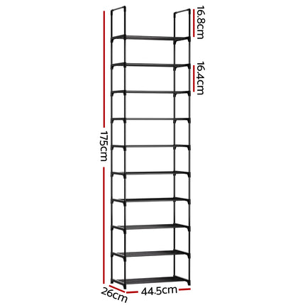 Artiss Shoe Rack DIY Stackable 10-tier Black Dunn.