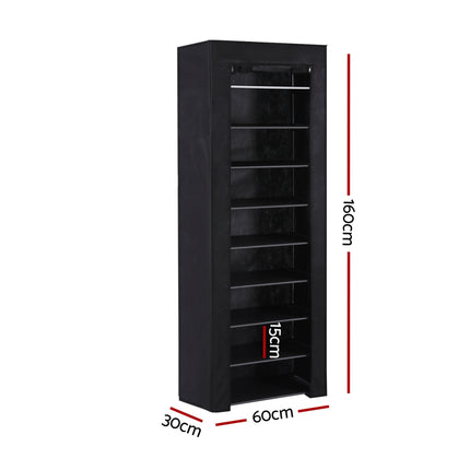 Artiss Shoe Rack Cabinet Removable Cover 10 tier Black.