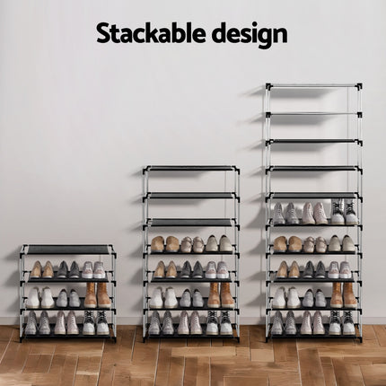 Artiss Shoe Rack Cabinet Removable Cover 10 tier Black.